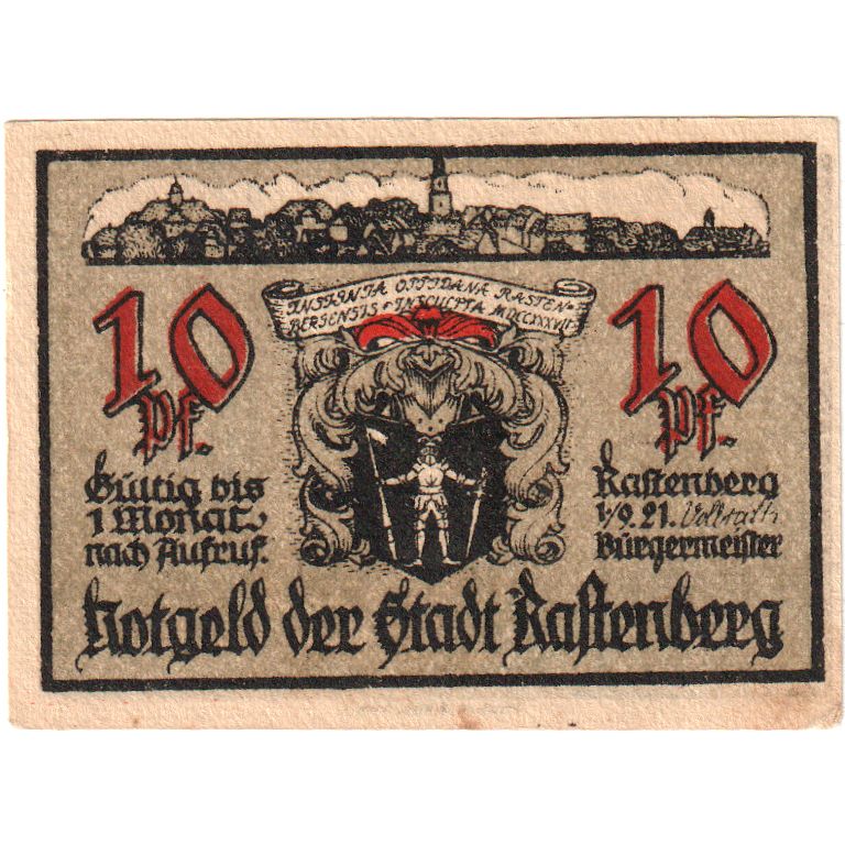Germania, Rastenberg, 10 Pfennig, 1921-09-01, SPL