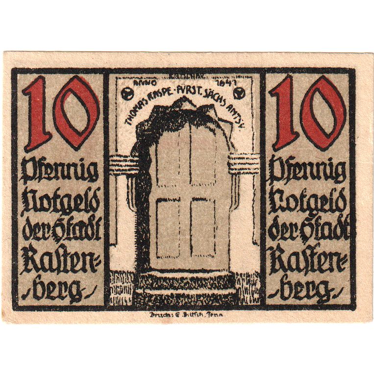 Germania, Rastenberg, 10 Pfennig, 1921-09-01, SPL