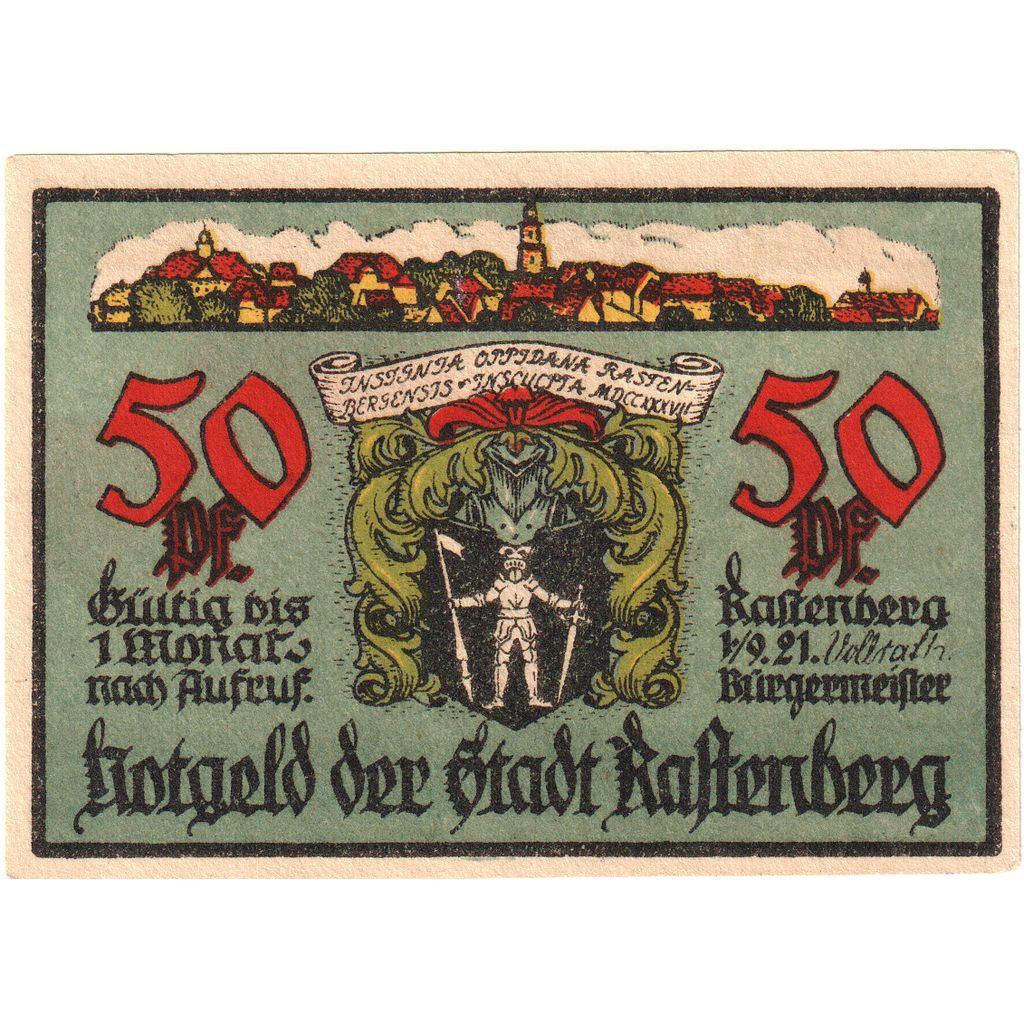 Germania, Rastenberg, 50 Pfennig, 1921-09-01, SPL