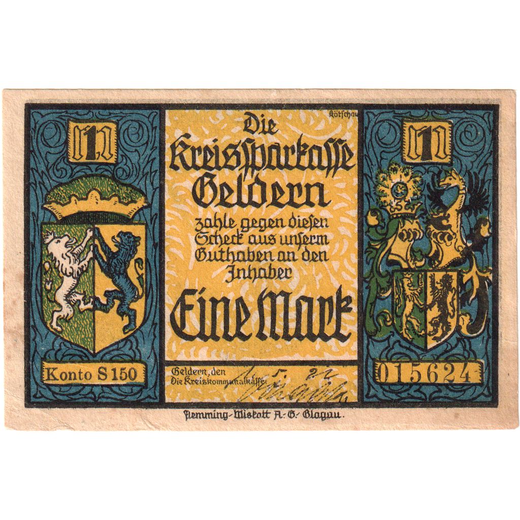 Allemagne, Geldern, 1 Mark, 1922-05-01, SUP