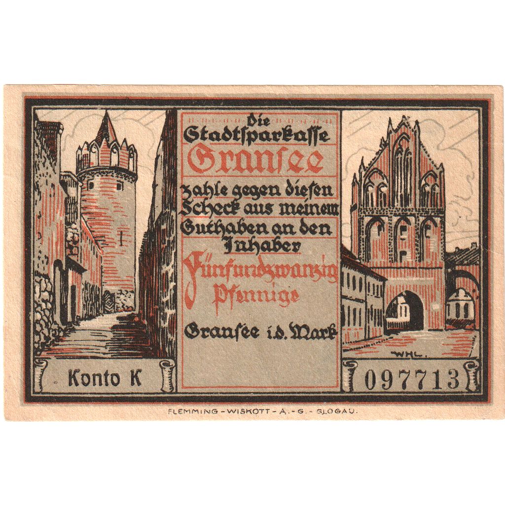Allemagne, Gransee, 25 Pfennig, SPL