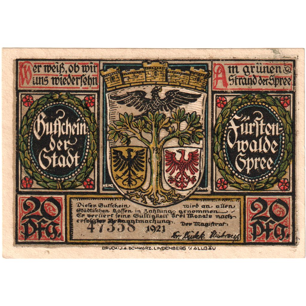 Allemagne, Fürstenwalde, 20 Pfennig, SUP+