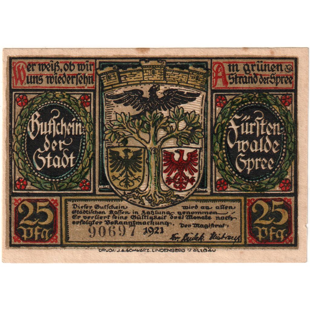 Deutschland, Fürstenwalde, 25 Pfennig, VZ