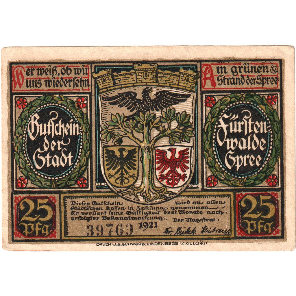 Allemagne, Fürstenwalde, 25 Pfennig, TTB+