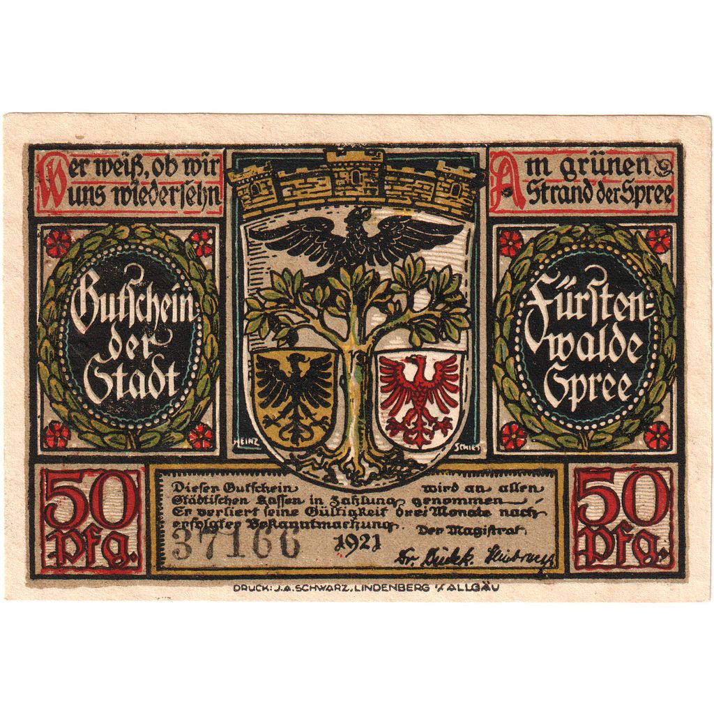 Allemagne, Fürstenwalde, 50 Pfennig, SPL