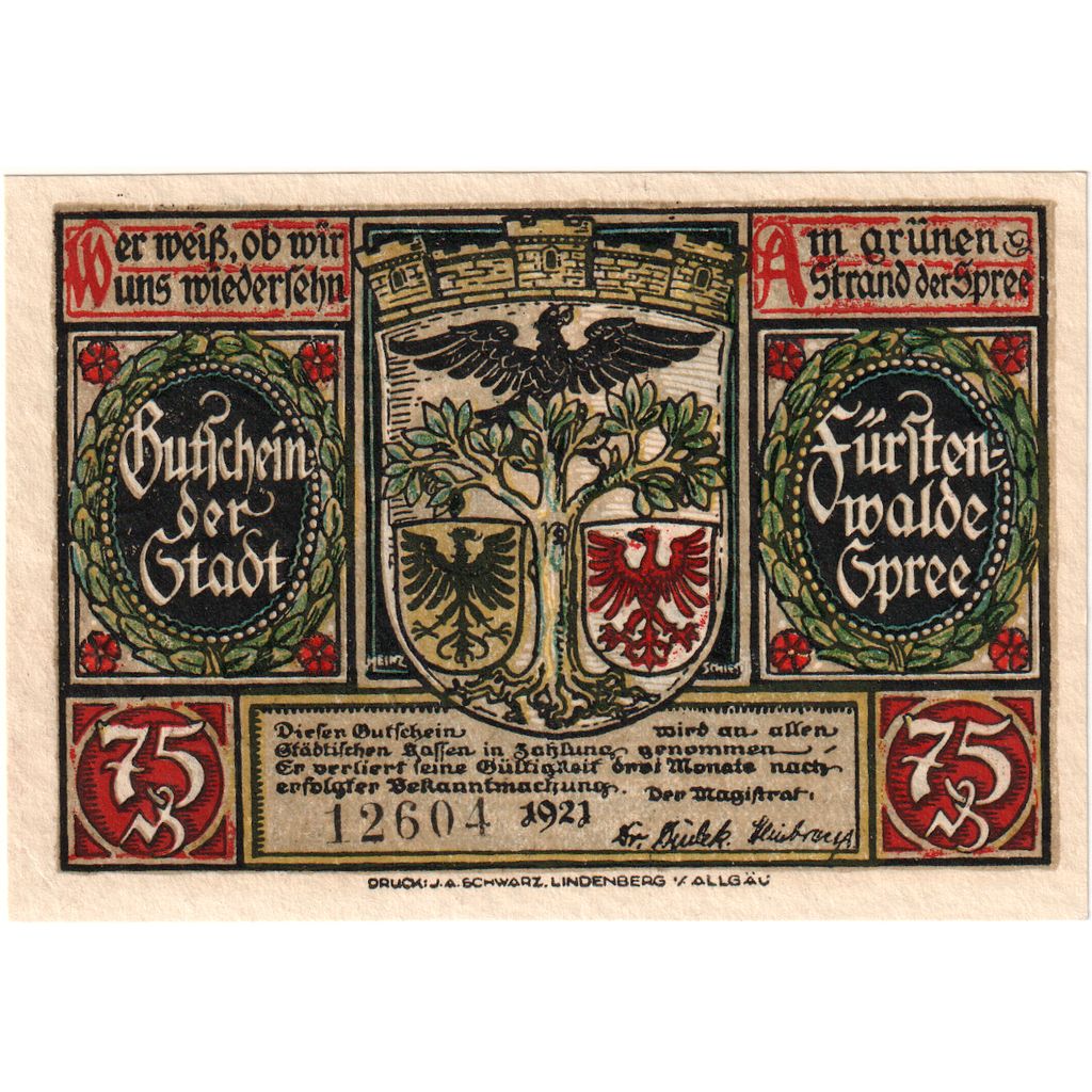 Duitsland, Fürstenwalde, 75 Pfennig, SPL