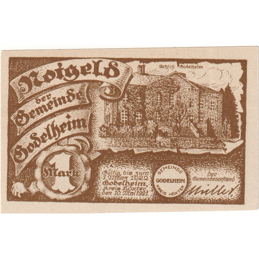 Duitsland, Godelheim, 1 Mark, 1921-05-10, SPL