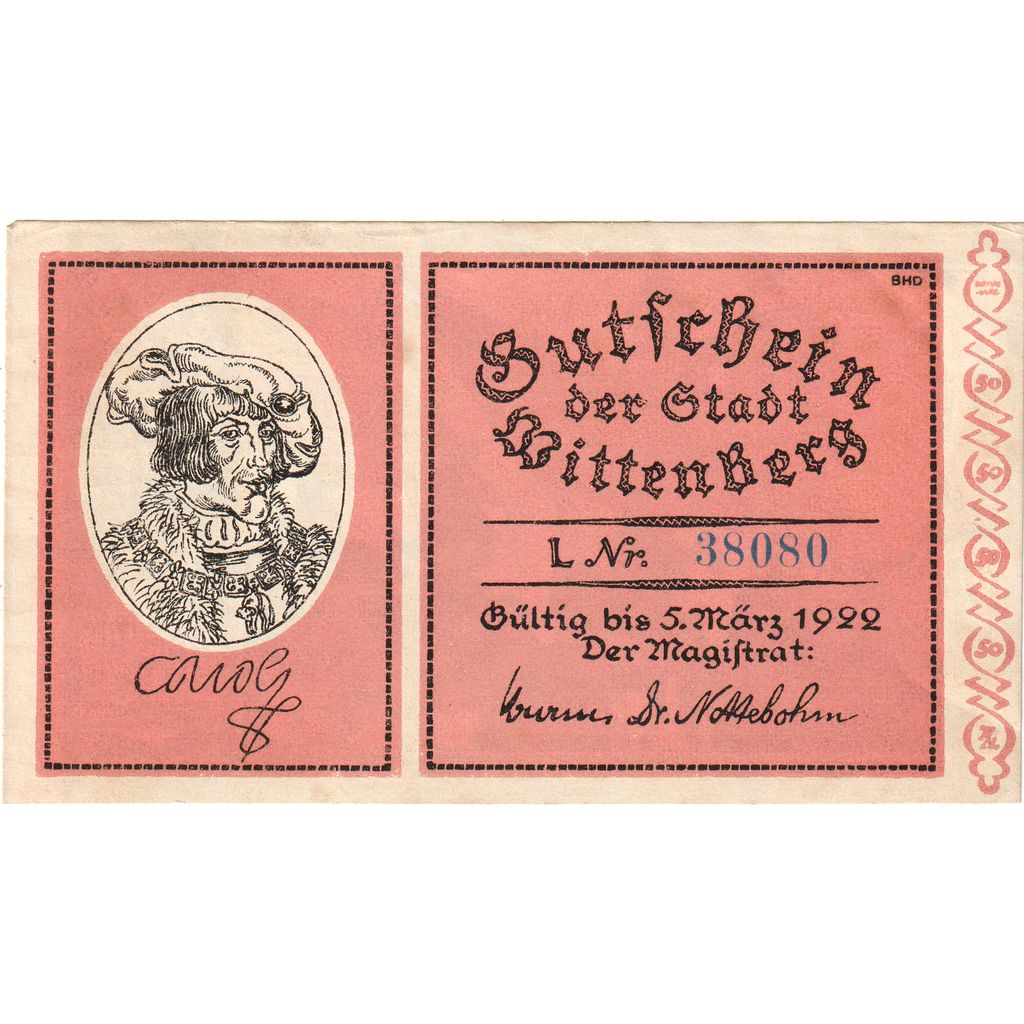Allemagne, Wittenberg, 50 Pfennig, 1922-03-05, TTB+
