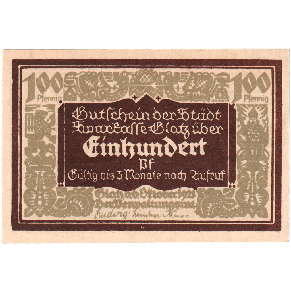 Deutschland, Glatz, 100 Pfennig, UNZ-