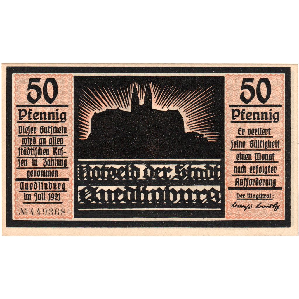 Allemagne, Quedlinburg, 50 Pfennig, SPL