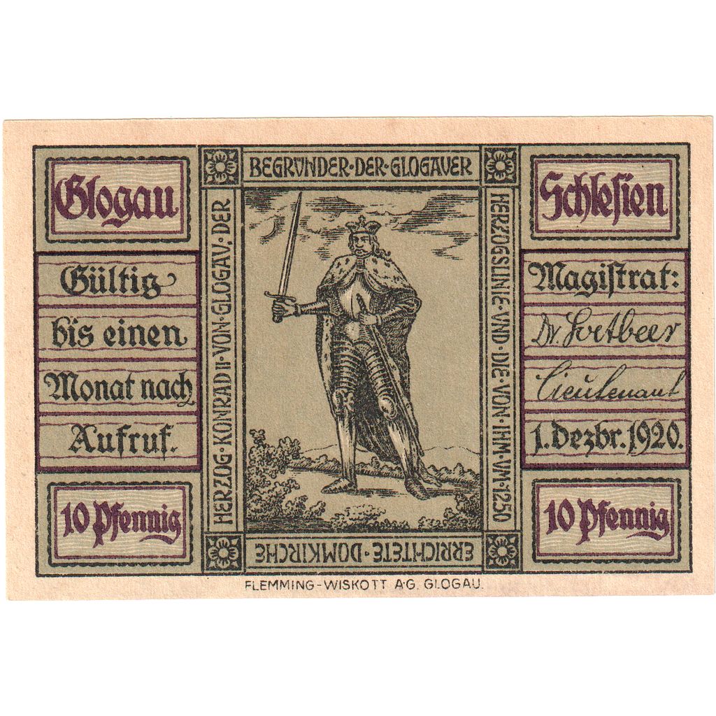 Duitsland, Glogau, 10 Pfennig, 1920-12-01, SPL