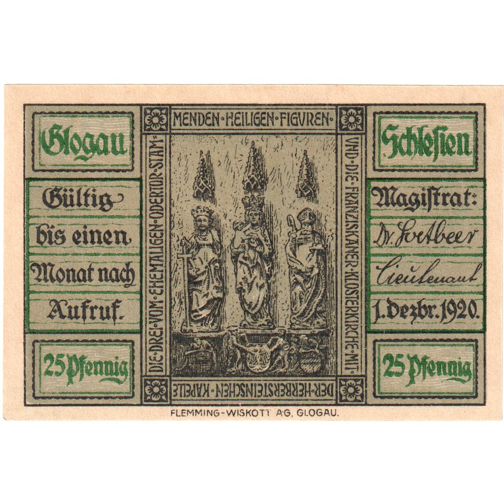 Duitsland, Glogau, 25 Pfennig, 1920-12-01, SPL