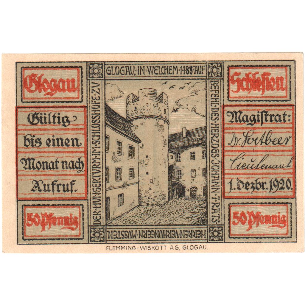 Duitsland, Glogau, 50 Pfennig, 1920-12-01, SPL