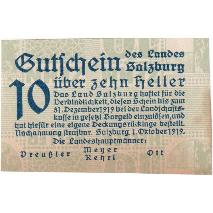 Austria, Salzburg, 10 Heller, 1919-12-31, EBC
