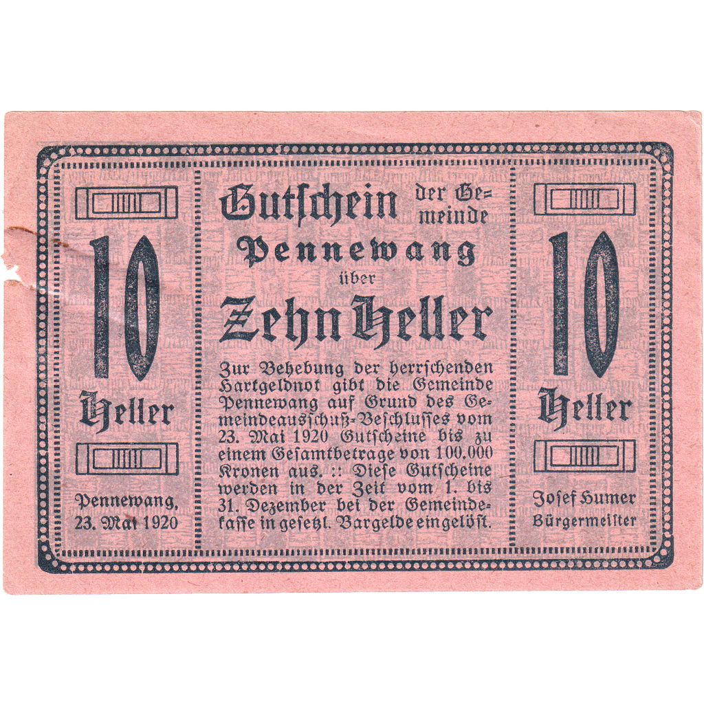 Austria, Pennewang, 10 Heller, 1920-12-30, AU(50-53)
