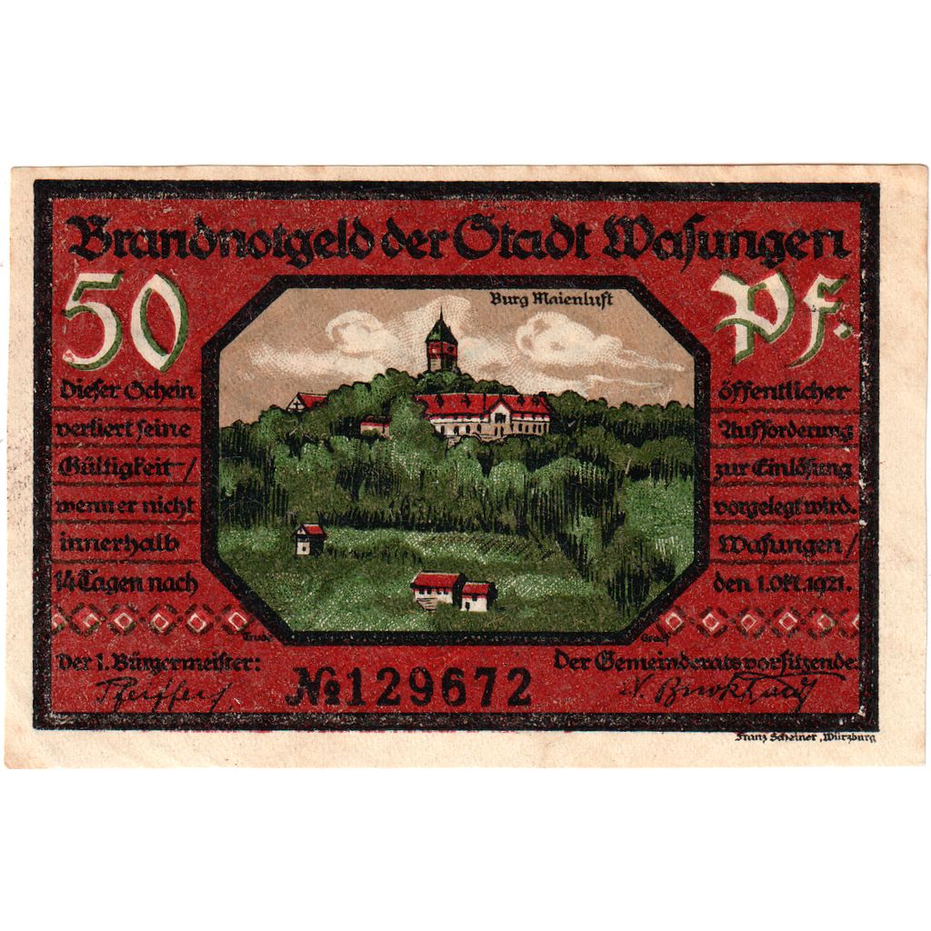 Deutschland, Wasungen, 50 Pfennig, 1921-10-01, VZ