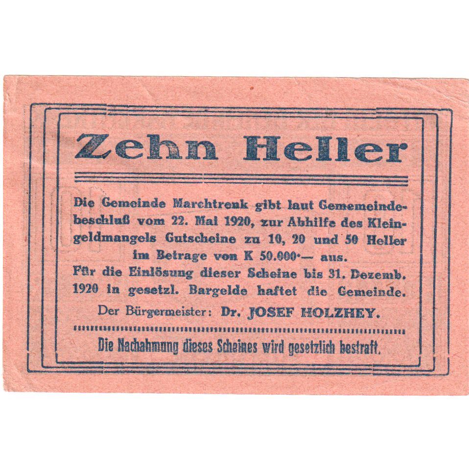 Österreich, marchtrenk, 10 Heller, 1920-12-31, VZ