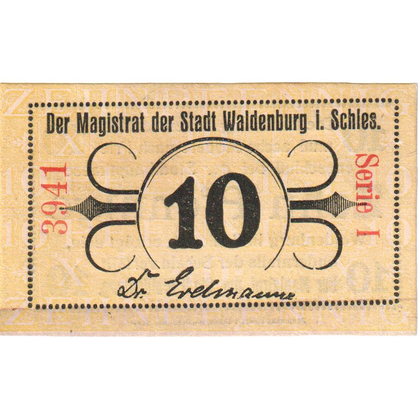 Deutschland, Waldenburg, 10 Pfennig, UNZ-