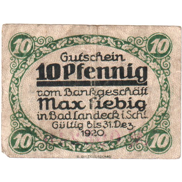 Duitsland, Max Fiebig, 10 Pfennig, 1920-12-31, TB