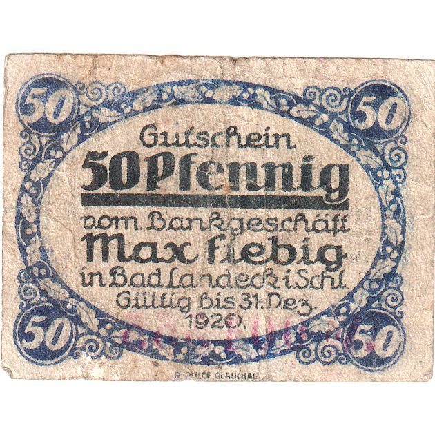 Duitsland, Max Fiebig, 50 Pfennig, 1920-12-31, TB