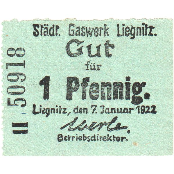 Allemagne, Liegnitz, 1 Pfennig, 1922-01-07, SPL