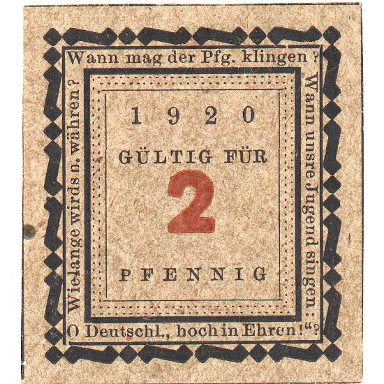 Allemagne, Wasserburg, 2 Pfennig, SPL