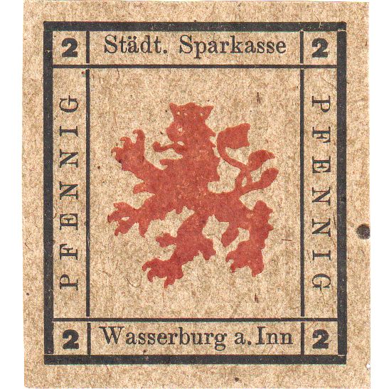 Allemagne, Wasserburg, 2 Pfennig, SPL