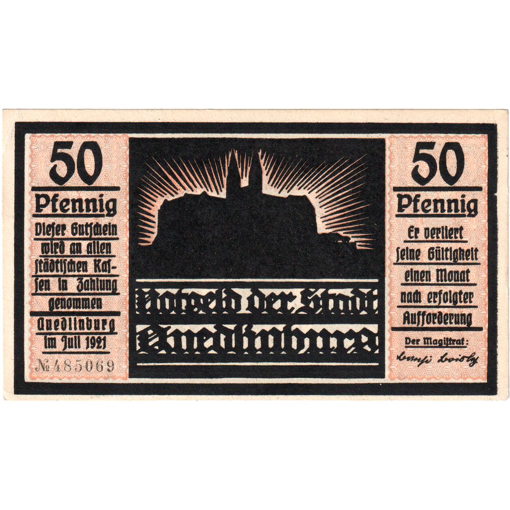 Allemagne, Quedlinburg, 50 Pfennig, SUP