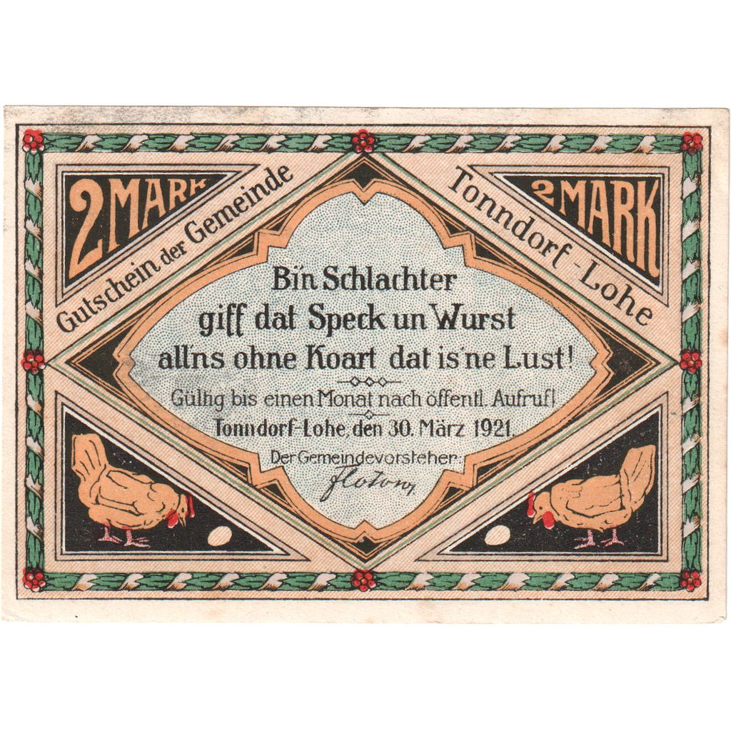 Germania, Tonndorf - Lohe, 2 Mark, 1921-03-30, SPL-