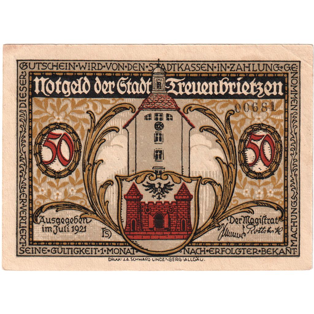 Germania, Treuenbrietzen, 50 Pfennig, SPL-