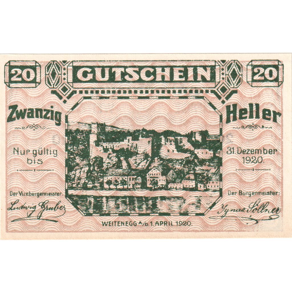 Austria, Weitenegg an der Donau, 20 Heller, 1920-12-31, SPL