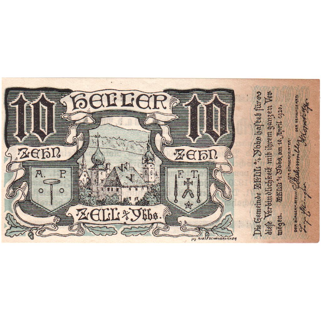 Austria, Zell a/d Ybbs, 10 Heller, 1920-12-31, AU(55-58)