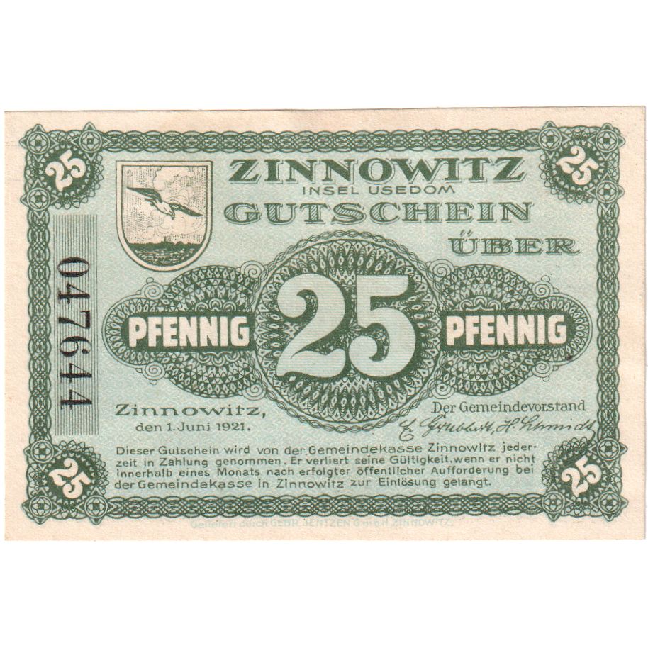 Germania, Zinnowitz, 25 Pfennig, 1921-06-01, SPL