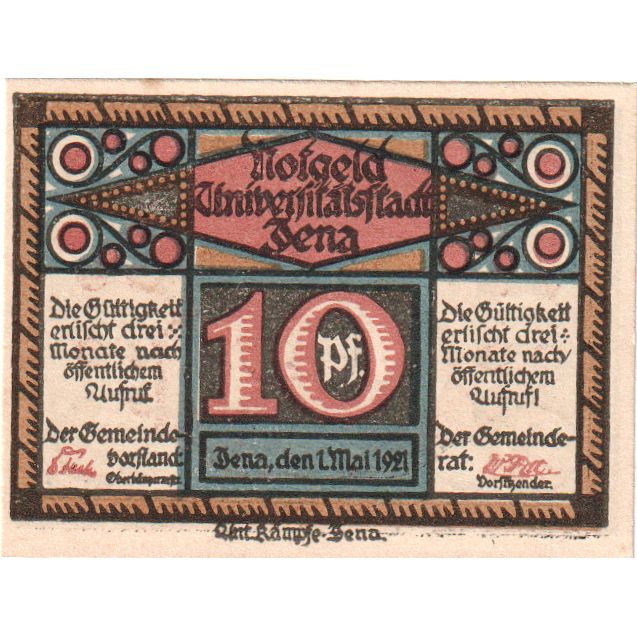 Germania, Jena, 10 Pfennig, 1921-05-01, SPL