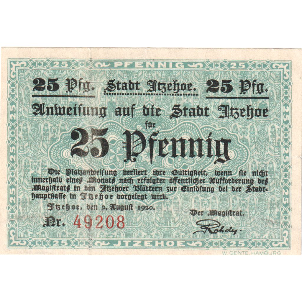 Alemania, Itzehoe, 25 Pfennig, 1920-08-02, SC