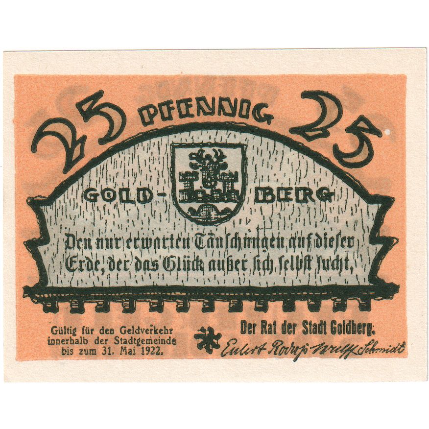 Germania, Goldberg, 25 Pfennig, 1922-05-31, SPL