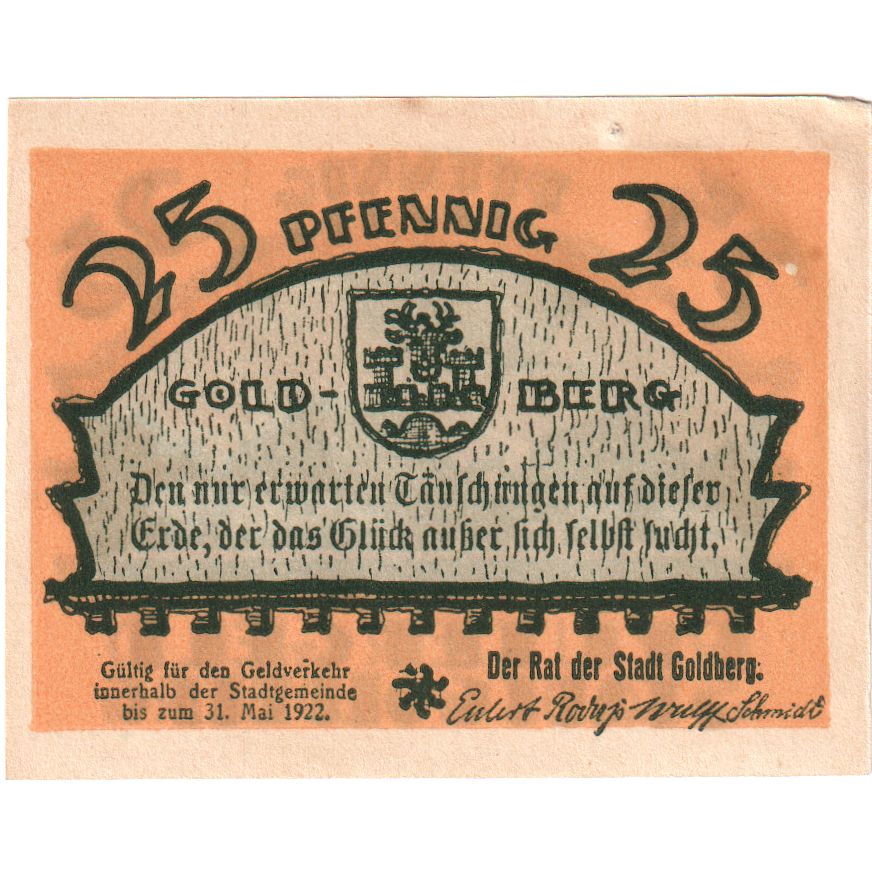 Germania, Goldberg, 25 Pfennig, 1922-05-31, BB