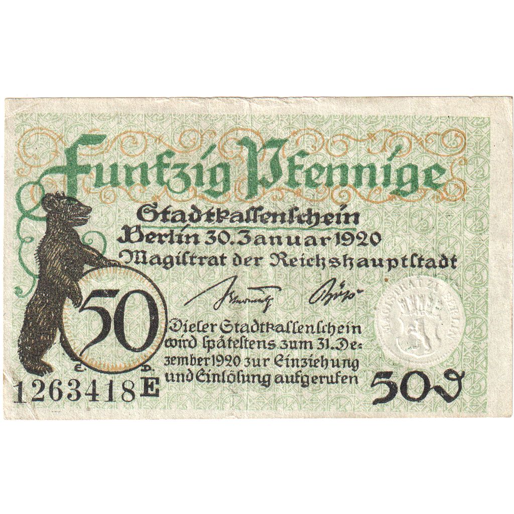 Germania, Berlin, 50 Pfennig, 1920-01-30, BB
