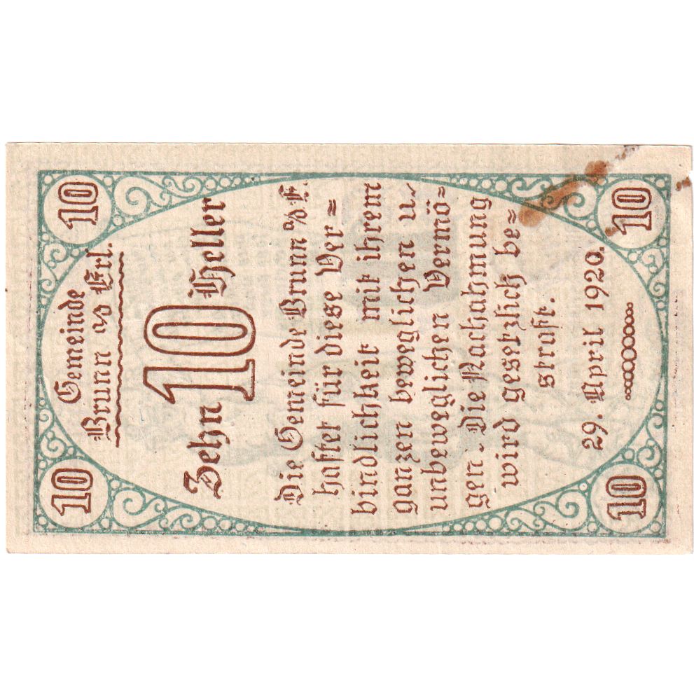 Austria, Brunn an der Erl, 10 Heller, 1920-12-31, EF(40-45)