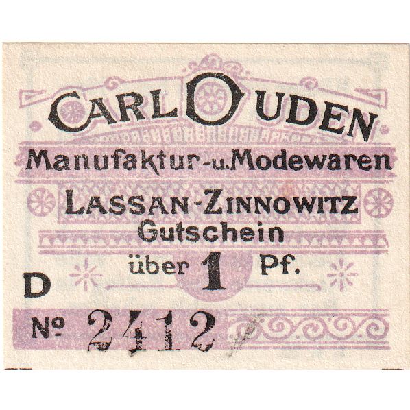 Germania, Lassan, 1 Pfennig, SPL