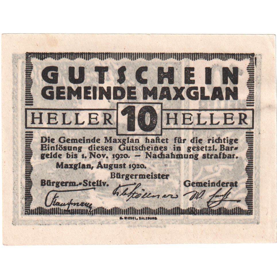 Austria, Maxglan, 10 Heller, 1920-11-01, AU(55-58)