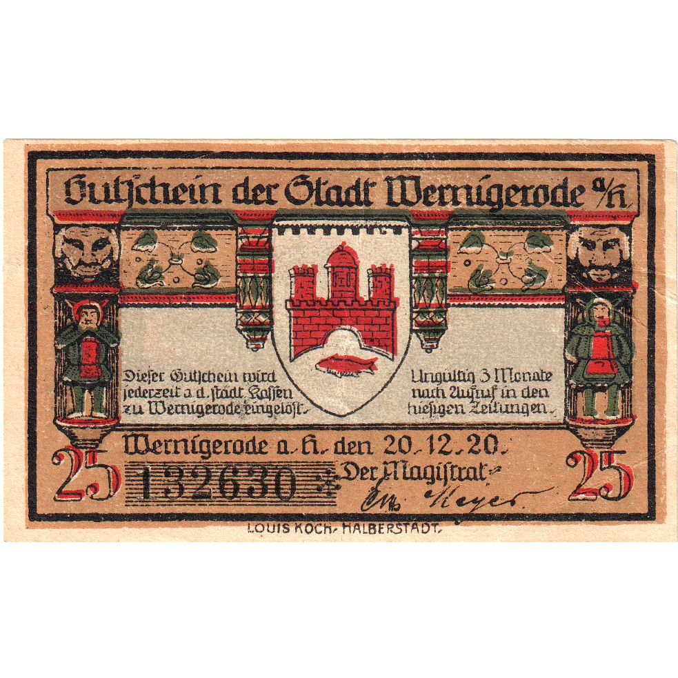 Germania, Wernigerode, 25 Pfennig, 1920-12-20, SPL