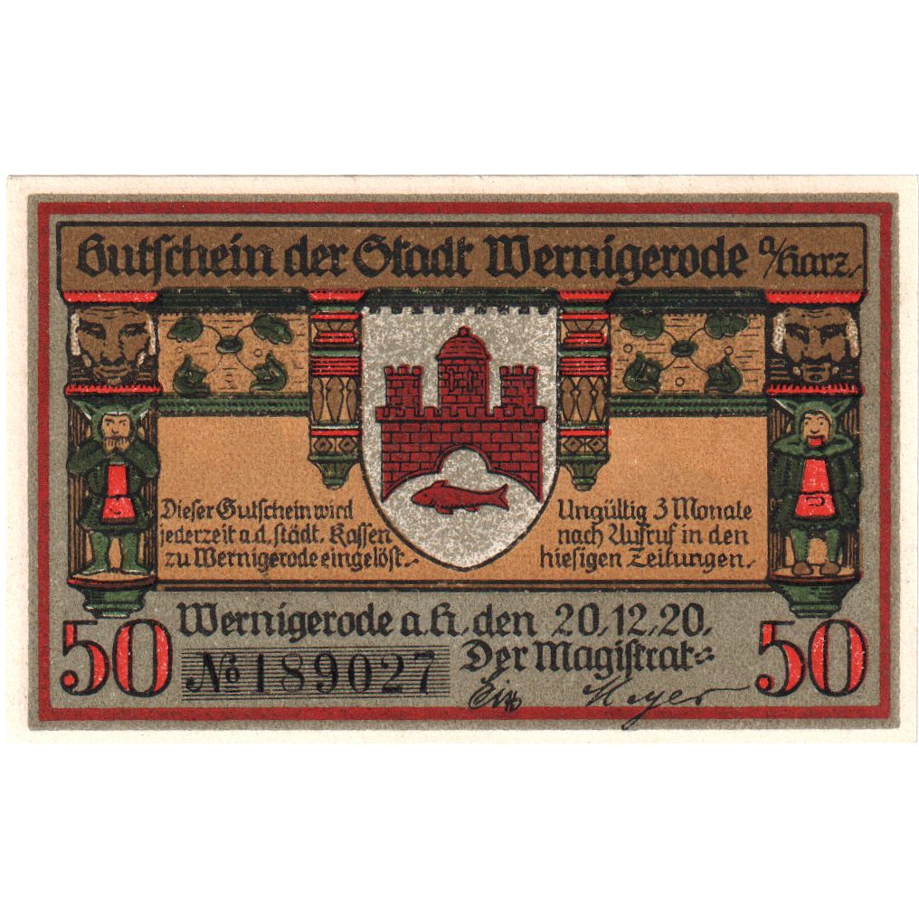 Germania, Wernigerode, 50 Pfennig, 1920-12-20, SPL