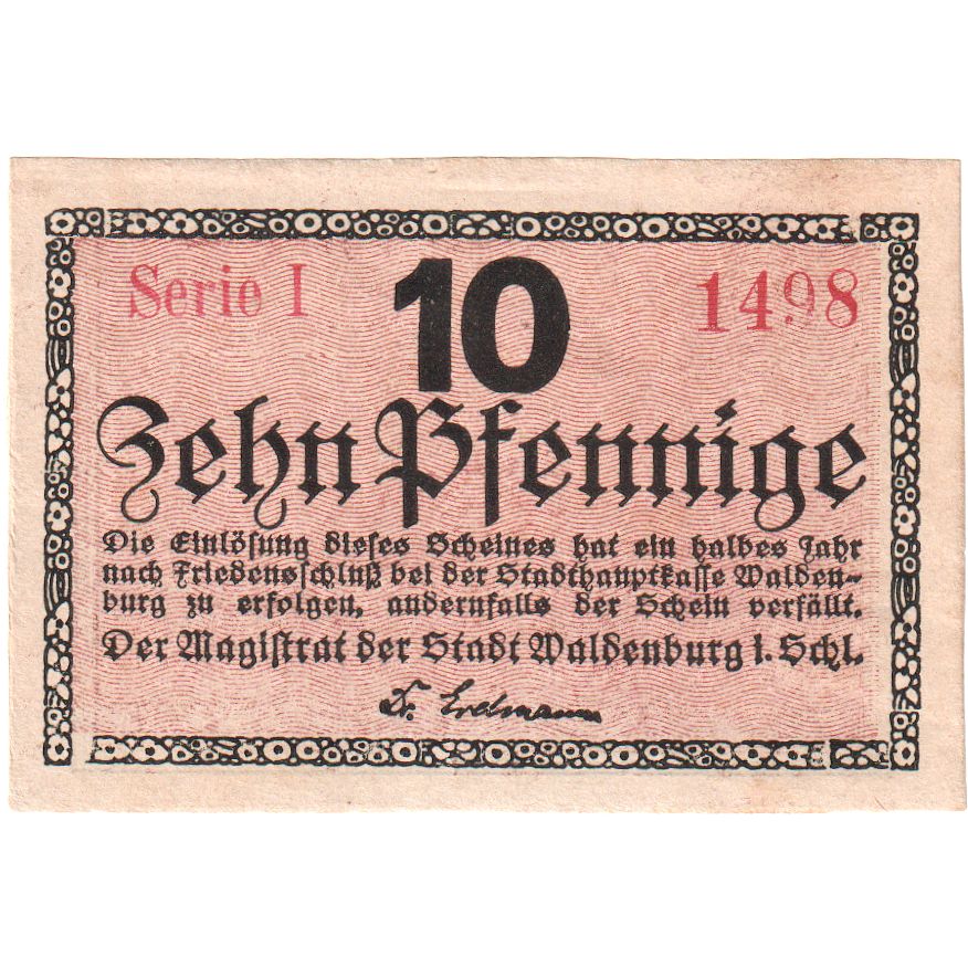 Deutschland, Waldenburg, 10 Pfennig, VZ