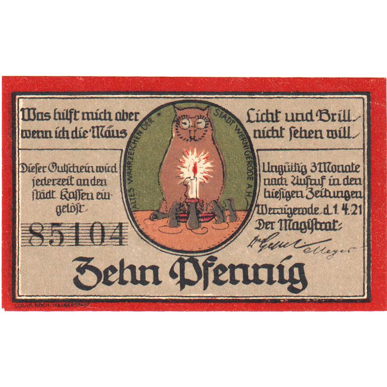 Alemania, Wernigerode, 10 Pfennig, 1921-04-01, SC