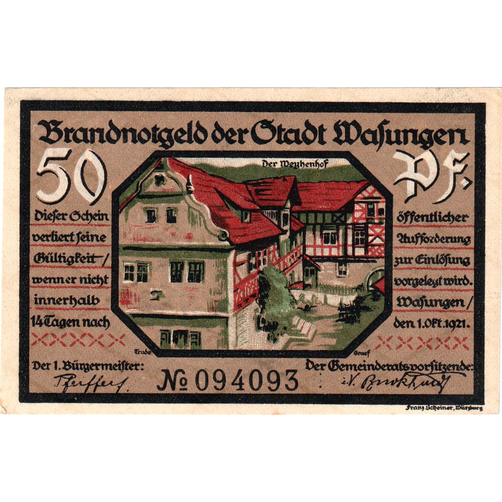 Alemania, Wasungen, 50 Pfennig, 1921-10-01, SC