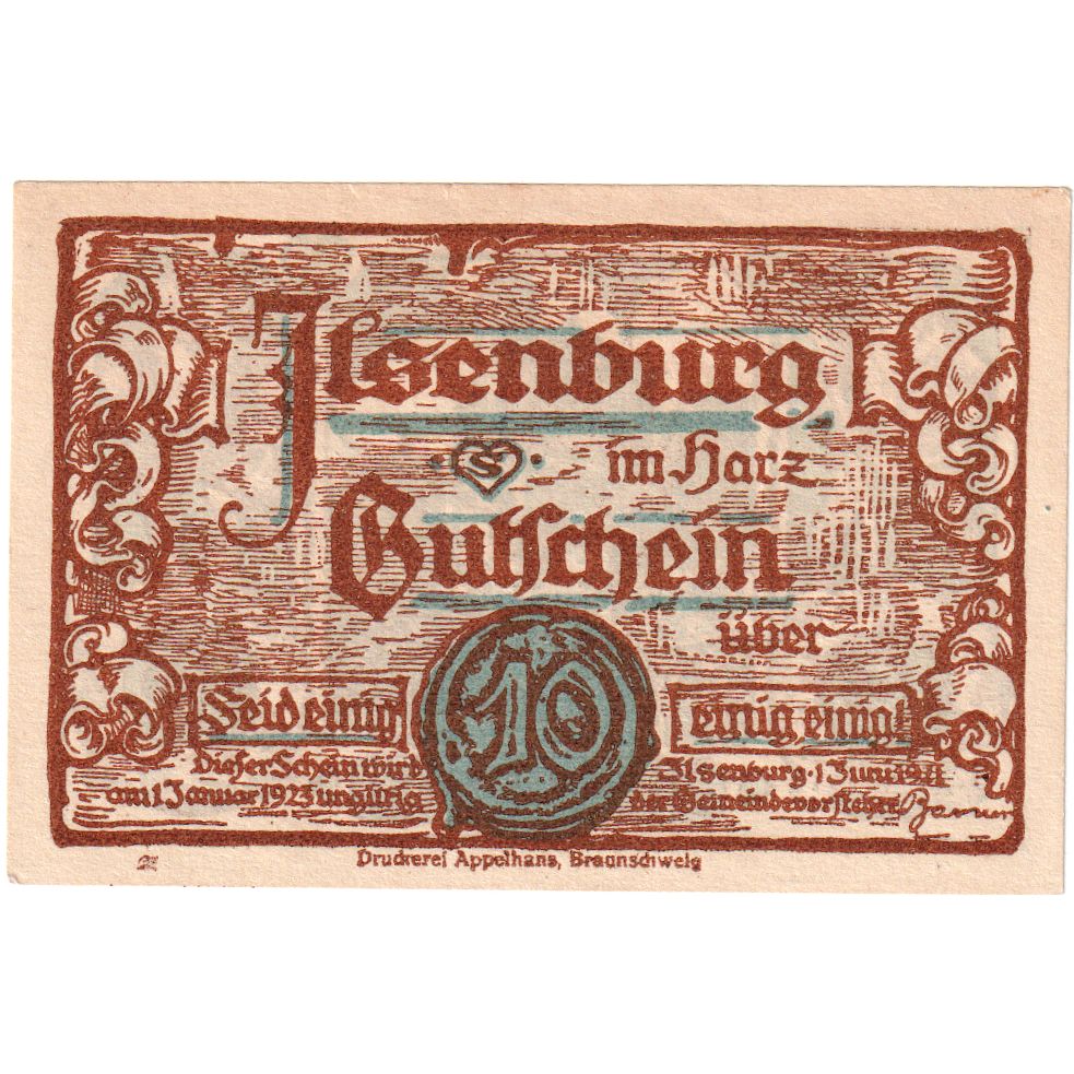 Germania, Ilsenburg, 10 Pfennig, 1921-06-01, SPL