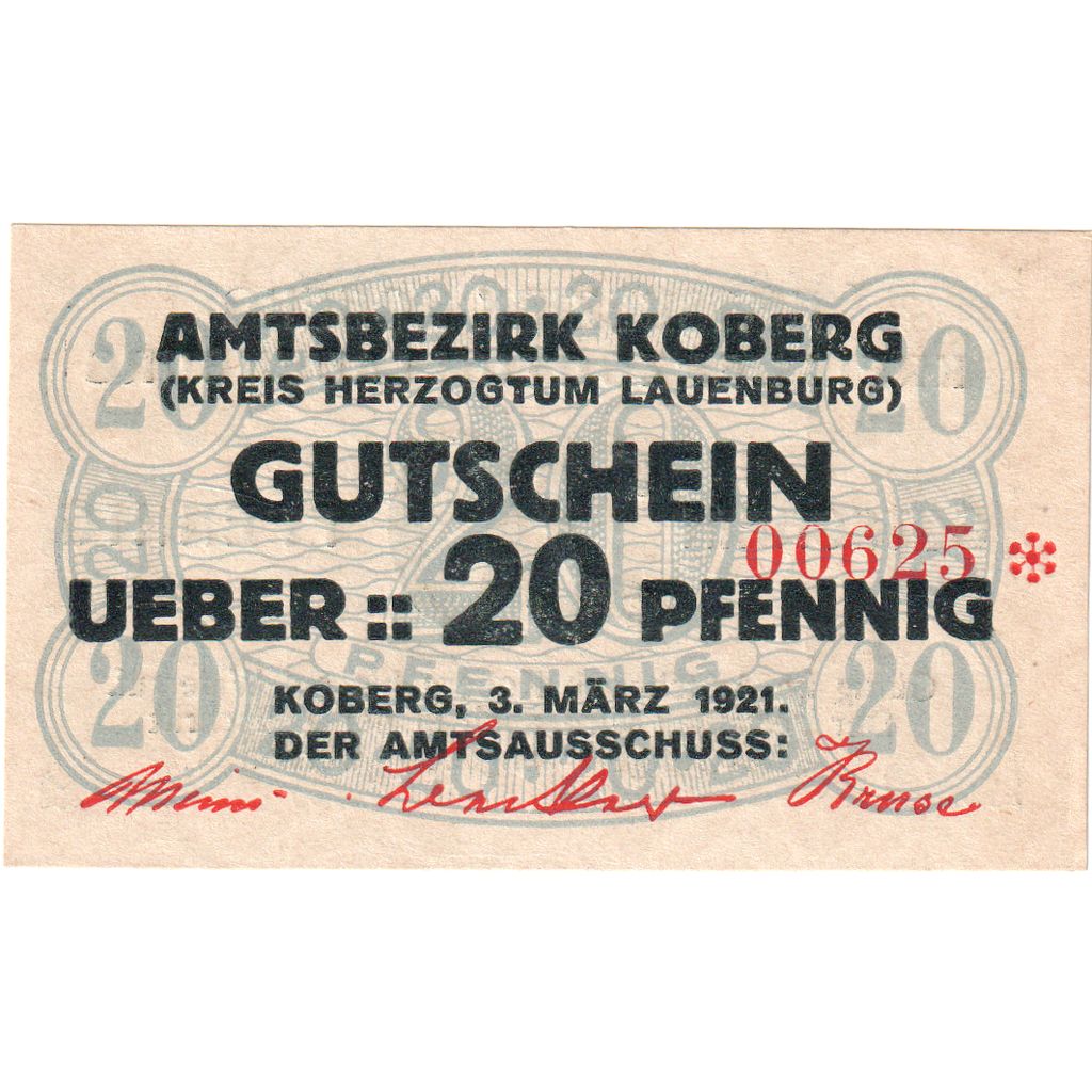 Alemania, Koberg, 20 Pfennig, 1921-03-03, SC