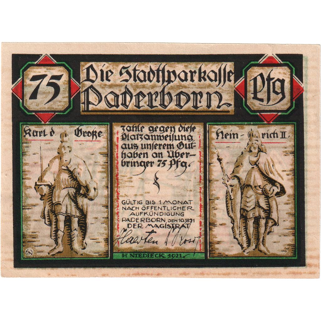 Duitsland, Paderborn, 75 Pfennig, 1921-11-10, SPL