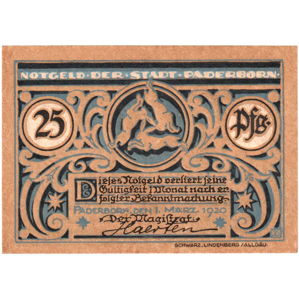 Germania, Paderborn, 25 Pfennig, 1920-03-01, SPL